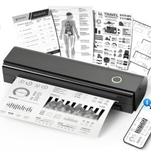 Portable Printers Wireless for Travel, N80 Wireless Thermal Printer Bluetooth Inkless Printer Support 8.5" X 11" US Letter & A4, Compatible with iOS, Laptop, Android