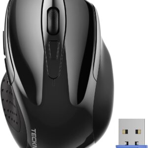 TECKNET Wireless Mouse, 2.4G Ergonomic Optical Mouse, Computer Mouse for Laptop, PC, Computer, Chromebook, Notebook, 6 Buttons, 24 Months Battery Life, 2600 DPI, 5 Adjustment Levels - Black