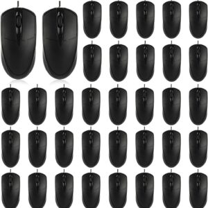 36 Pcs Black USB Wired Mouse 1200 DPI 3 Button Corded Computer Mice Right or Left Hand Use Computer Corded USB Mouse Bulk for PC Laptop Desktop Notebook Office School Classroom Use
